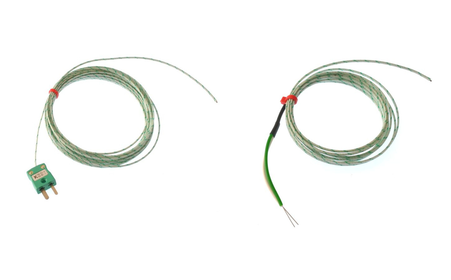 Glassfibre insulated Flat Pair IEC Exposed Junction Thermocouple - Type K