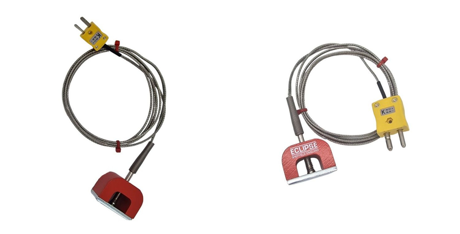 ANSI Type K 9kg Pull Power (Horseshoe) Magnet Thermocouple, PFA Insulated Cable with Stainless Steel Over-Braid