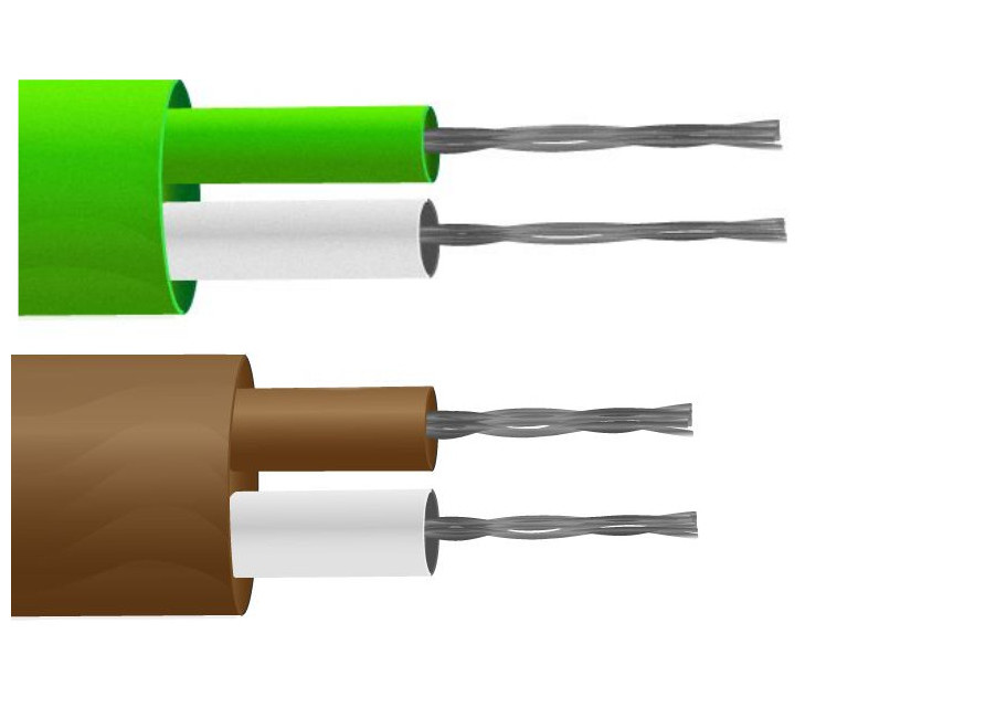 PFA Flat Pair Thermocouple Cable / Wire IEC - 1/0.2mm Strand