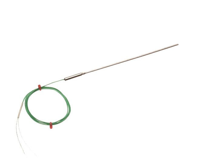 0.81mm Diameter Fast Response IEC Thermocouple Plain pot seal with 1 Metre of PFA insulated lead, 7/0.2mm flat pair with tails - Insulated Junction