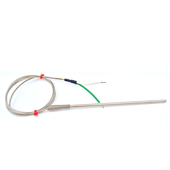 IEC General Purpose Thermocouple Probe, Glassfibre insulated Cable with Stainless Steel Over-Braid - Type K - Bare tails Termination