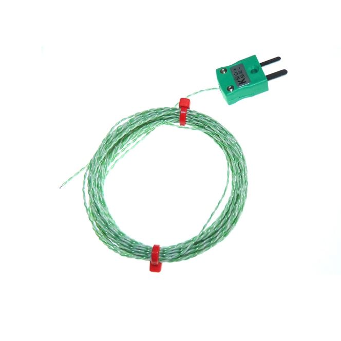 PTFE insulated Twin Twisted IEC Exposed Junction Thermocouple with Miniature Plug - Type K
