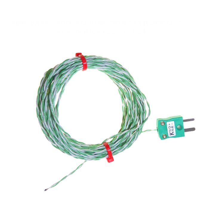 PFA insulated Twin Twisted IEC Exposed Junction Thermocouple with Miniature Plug - Type K - 1/0.2 Strand Size