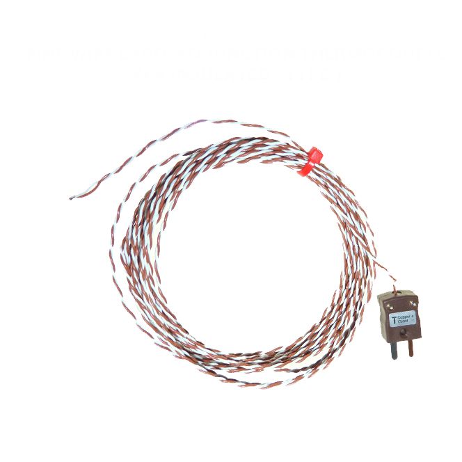 PFA insulated Twin Twisted IEC Exposed Junction Thermocouple with Miniature Plug - Type T - 7/0.2 Strand Size