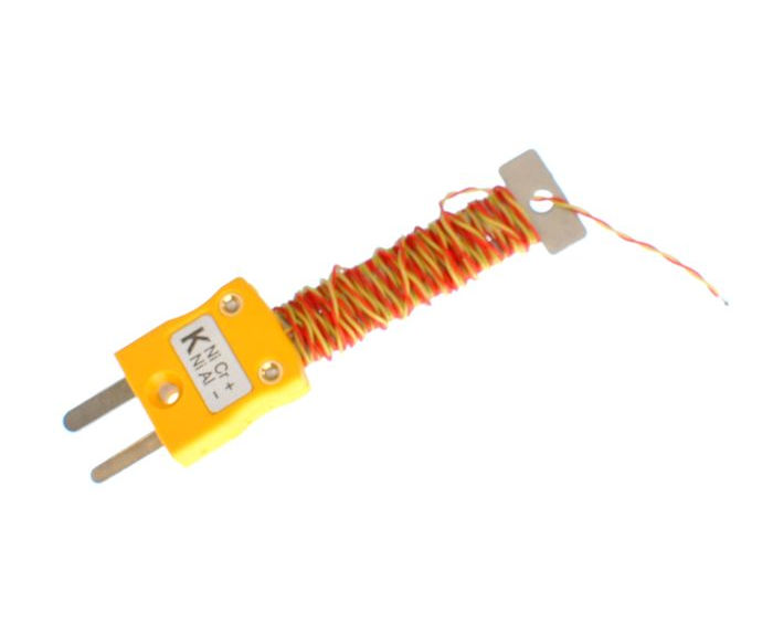 ANSI PFA Cable Tidy Exposed Junction Thermocouple with Fitted Mini Plug - Type K