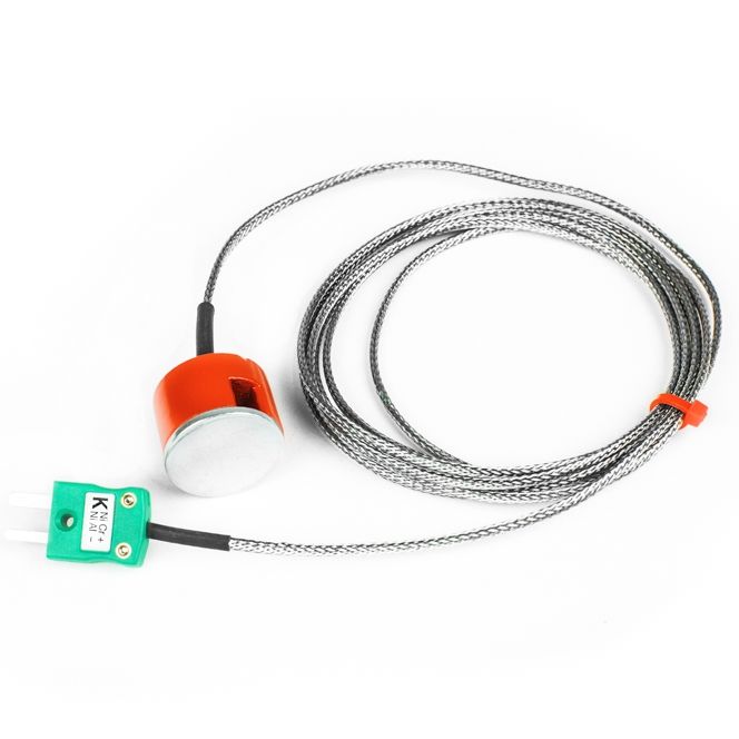 IEC Type K 3kg Pull Magnet Thermocouple, PFA Insulated Cable with Stainless Steel Over-Braid Terminating in Miniature Plug