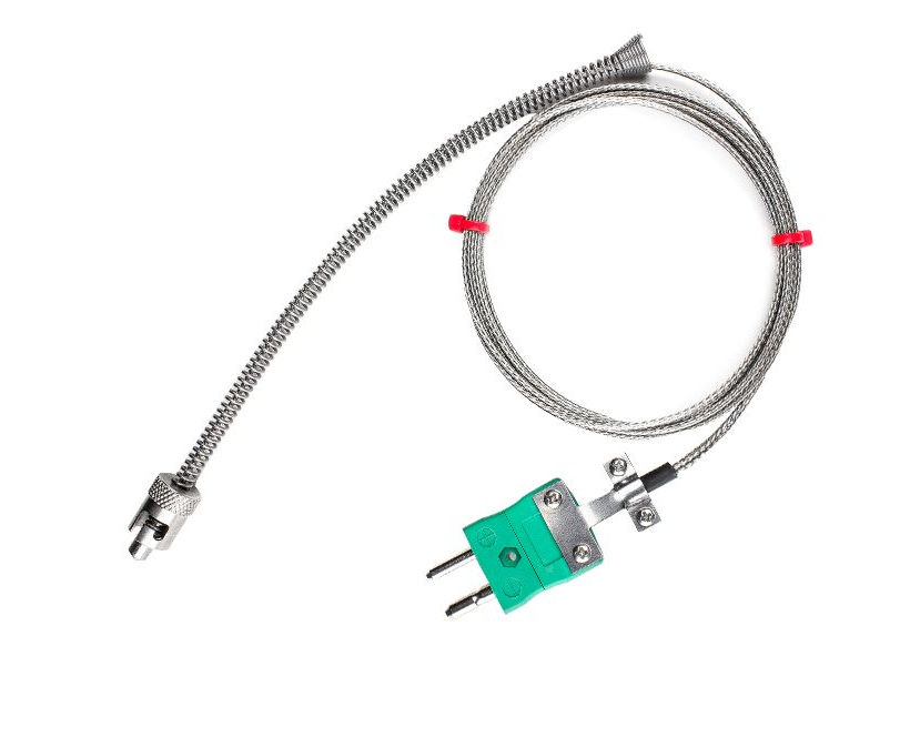 IEC Adjustable Bayonet Thermocouple, Glassfibre Stainless Steel Overbraided Cable - Type K