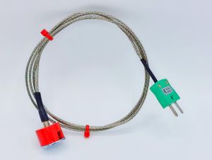 IEC Type K 1.9kg Pull Button Magnet Thermocouple, PFA insulated with stainless steel over-braid Insulated with Miniature or Standard Plug-1M-Mini Plug Termination