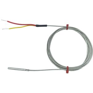 ANSI Fabricated Grounded Thermocouple in Stainless Steel Tube, Glassfibre stainless steel Overbraided cable - Type K-Type  K-4 x 40mm