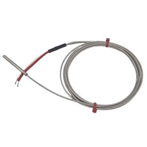 Fabricated Grounded Thermocouple in Stainless Steel Tube, Glassfibre stainless steel Overbraided cable - Type K JIS - 4.0mm diameter x 40mm length