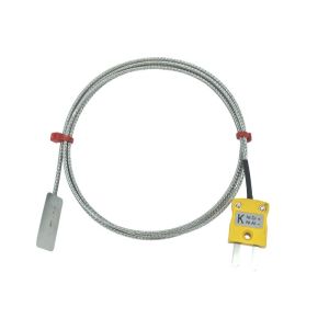 ANSI Type K Leaf Thermocouple, Glassfibre insulated Cable with Stainless Steel Over-Braid Terminating in Bare tails, Miniature or Standard Plug-Type  K-1m-Miniature Plug Termination