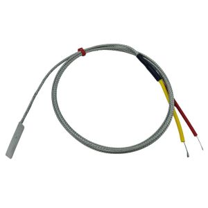 ANSI Type K Leaf Thermocouple, Glassfibre insulated Cable with Stainless Steel Over-Braid Terminating in Bare tails, Miniature or Standard Plug-Type  K-1m-Tails termination