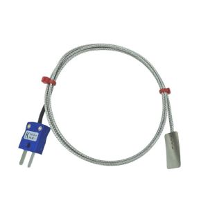 Leaf Thermocouple, Glassfibre insulated Cable with Stainless Steel Over-Braid - Type K JIS with Miniature Plug Termination - 2m length