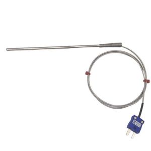 General Purpose Thermocouple Probe, Glassfibre insulated Cable with Stainless Steel Over-Braid - Type K JIS with Miniature Plug Termination - 2m Length