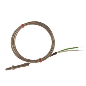 IEC Type K &amp; J Nozzle Thermocouple, Glassfibre insulated Cable with Stainless Steel Over-Braid Terminating in Bare tails, Miniature or Standard Plug-Type  K-1m-Tails termination