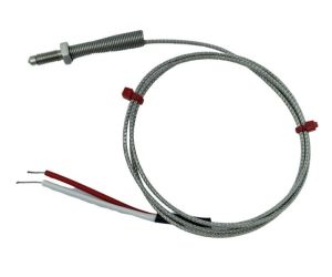 Nozzle Thermocouple, Glassfibre insulated Cable with Stainless Steel Over-Braid - Type K JIS with Bare Tails Termination - 5m Length