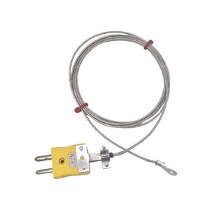 ANSI Type K Washer Thermocouple, Glassfibre insulated Cable with Stainless Steel Over-Braid Terminating in Bare tails or Standard Plug-3.5mm-Standard plug termination
