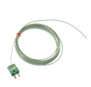 Glassfibre insulated Flat Pair IEC Exposed Junction Thermocouple - Type K with Miniature Plug Termination - 1/0.315mm x 1M