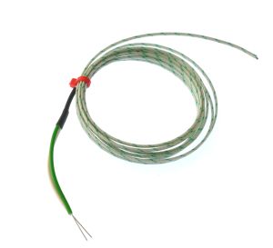 Glassfibre insulated Flat Pair IEC Exposed Junction Thermocouple - Type K with Bare Tails Termination - 1/0.508mm x 5M