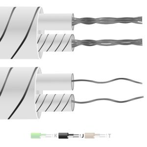 Type J Glassfibre Insulated Flat Pair thermocouple Cable / Wire (IEC) - 1/0.2mm Strand