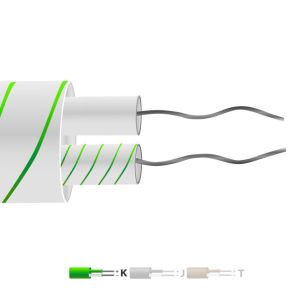 Type K Glassfibre Insulated Flat Pair thermocouple Cable / Wire (IEC) - 1/0.508mm Strand
