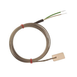 IEC Leaf Thermocouple, Glassfibre insulated Cable with Stainless Steel Over-Braid - Type K with Bare Tails Termination - 1M Length