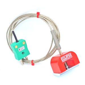 IEC Type K 11.8kg Pull Power (Horseshoe) Magnet Thermocouple, PFA Insulated Cable with Stainless Steel Over-Braid terminating in Standard Plug - 3.0m