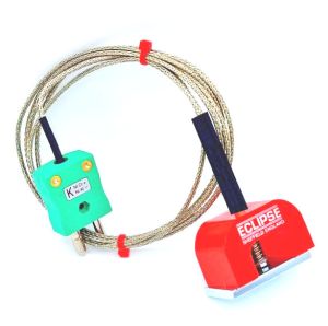 IEC Type K 4.5kg Pull Power (Horseshoe) Magnet Thermocouple, PFA Insulated Cable with Stainless Steel Over-Braid Terminating in Standard Plug - 1M