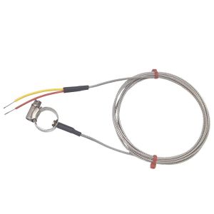 ANSI Pipe Surface Thermocouple, Glassfibre Stainless Steel Overbraid - Type K to suit 13-20mm Pipe Diameter