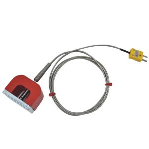 ANSI Type K 11.8kg Pull Power (Horseshoe) Magnet Thermocouple, PFA Insulated Cable with Stainless Steel Over-Braid Terminating in Miniature Plug - 1.5M