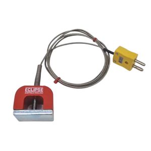 ANSI Type K 11.8kg Pull Power (Horseshoe) Magnet Thermocouple, PFA Insulated Cable with Stainless Steel Over-Braid Terminating in Standard Plug - 1.5M