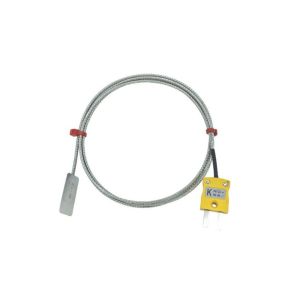 ANSI Leaf Thermocouple, Glassfibre insulated Cable with Stainless Steel Over-Braid Terminating in Miniature Plug - 5M Length