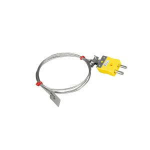 ANSI Leaf Thermocouple, Glassfibre insulated Cable with Stainless Steel Over-Braid Terminating in Standard Plug - 5M Length