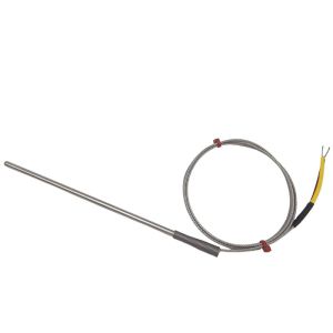 ANSI General Purpose Thermocouple Probe, Glassfibre insulated Cable with Stainless Steel Over-Braid - Type K Terminating in Bare tails - 1M Length