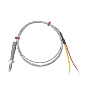 ANSI Nozzle Thermocouple, Glassfibre insulated Cable with Stainless Steel Over-Braid - Type K Terminating in Bare Tails - 2M Length