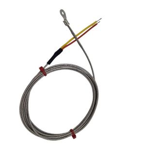 ANSI Washer Thermocouple, Glassfibre insulated Cable with Stainless Steel Over-Braid Terminating in Bare tails - 6.0mm Washer Hole Size