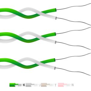 Type K PTFE Insulated Twin Twisted Pair Thermocouple Cable / Wire (IEC) - 1/0.2mm Strand