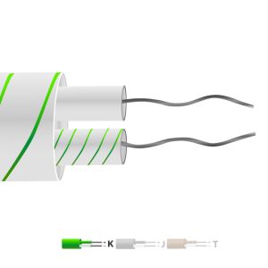 Type K Glassfibre Insulated Flat Pair thermocouple Cable / Wire (IEC) - 1/0.315mm Strand