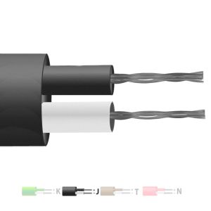 Type J PFA Insulated Flat Pair Thermocouple Cable / Wire (IEC) - 7/0.2mm Strand