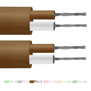 Type T PVC Insulated Flat Pair Thermocouple Cable / Wire (IEC) - 13/0.2mm