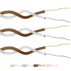 Type T PTFE Insulated Twin Twisted Pair Thermocouple Cable / Wire (IEC) - 1/0.2mm Strand