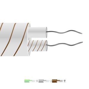 Type T Glassfibre Insulated Flat Pair thermocouple cable / wire (IEC) - 1/0.315mm Strand