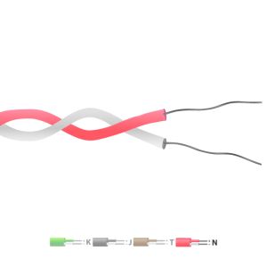 Type N PTFE Insulated Twin Twisted Pair Thermocouple Cable / Wire (IEC) - 1/0.2mm Strand