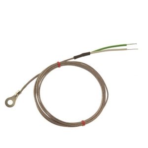 IEC Washer Thermocouple, Glassfibre insulated Cable with Stainless Steel Over-Braid Type K with Bare Tails Termination - 5.0mm Washer Hole Size