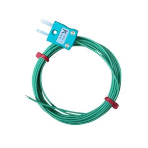 PFA Insulated Flat Pair IEC Exposed Junction Thermocouple with Miniature Plug - Type K - 1/0.3mm Strand Size - 5M Length
