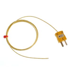 ANSI Glassfibre insulated Exposed Junction Thermocouple with Miniature Plug - Type K - 300mm Length