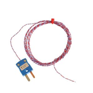 ANSI PFA insulated Exposed Junction Thermocouple with Miniature Plug - Type T - 1/0.3mm Strand Size - 300mm Length