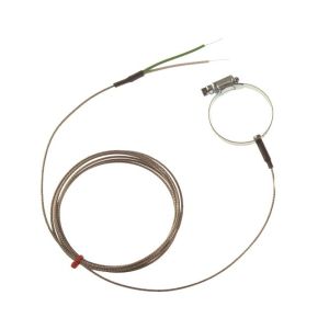 IEC Pipe Surface Jubilee Clip Style Thermocouple, Glassfibre stainless steel overbraid - Type K - to fit 40-55mm Pipe Diameter