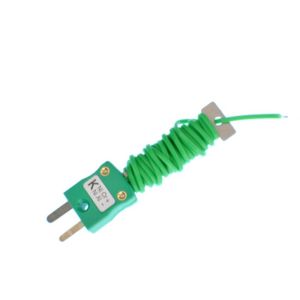 PFA Cable Tidy IEC Exposed Junction Thermocouple with Fitted Mini Plug - Type K - PFA Flat Pair - 2M Length
