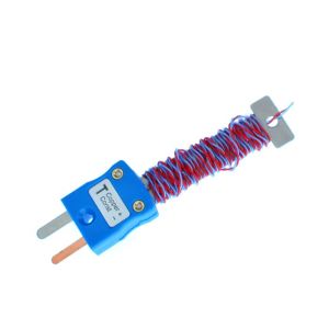 ANSI PFA Cable Tidy Exposed Junction Thermocouple with Fitted Mini Plug - Type T - 2M